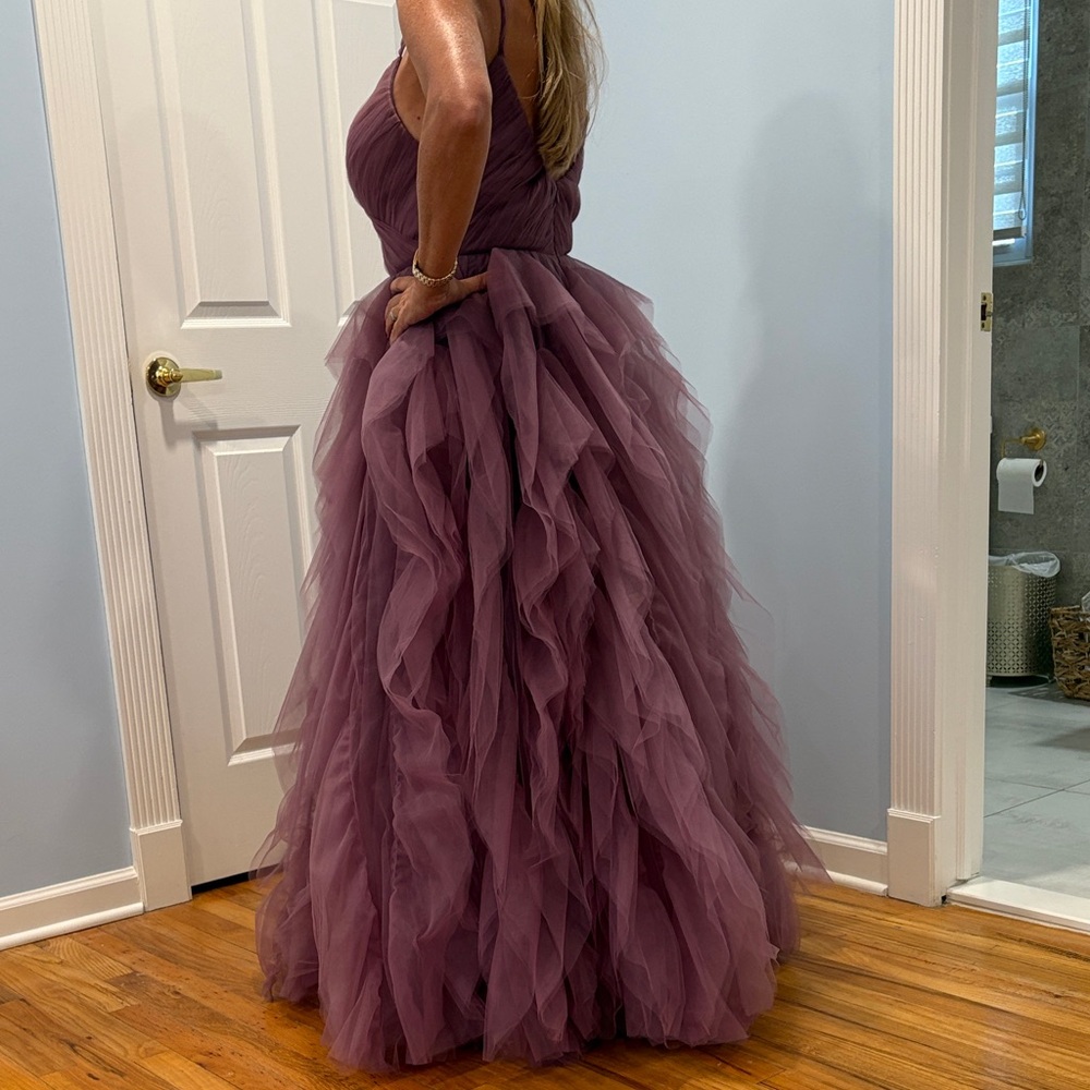 Nicole Miller Plum Ruffled Prom Dress - Picture 2 of 4